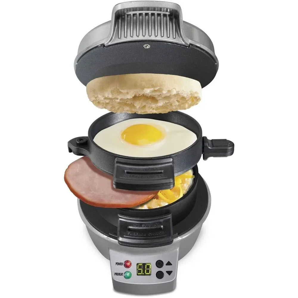 NIB Hamilton Beach Breakfast Sandwich Maker Timer Model # 25478 Nonstick Black